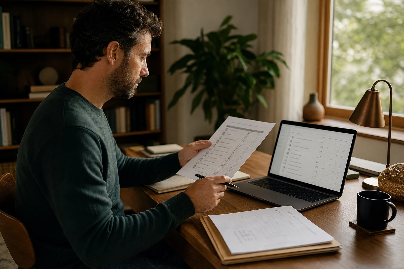 A patient comparing a surgeon verification checklist with source records before booking